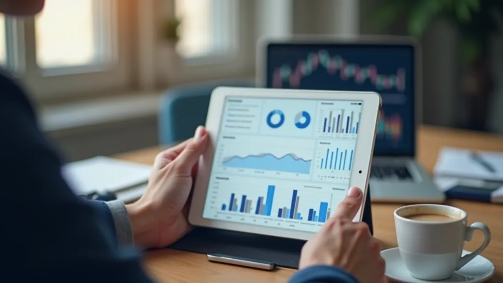 Cilvēks analizē finanšu datus un grafikus uz datora ekrāna